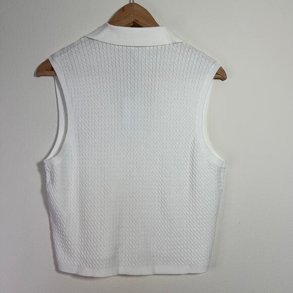 NWT WeWoreWhat Women's V-Neck Polo Tank Soft Knit Optic White Large Beach Summer - Picture 3 of 11